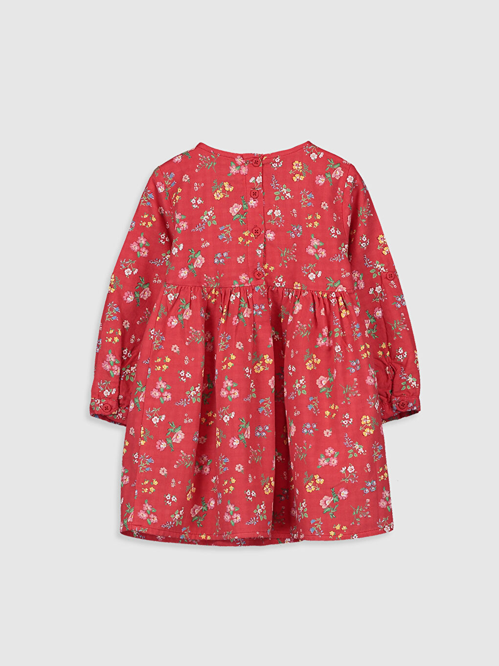 Pembe Bisiklet Yaka Uzun Kollu Kız Bebek Elbise-1