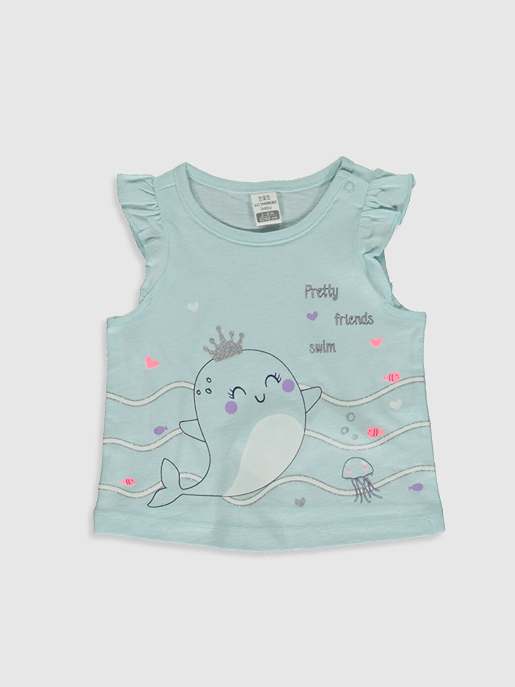 Crew Neck Sleeveless Printed Baby Girl Pyjamas Set-2