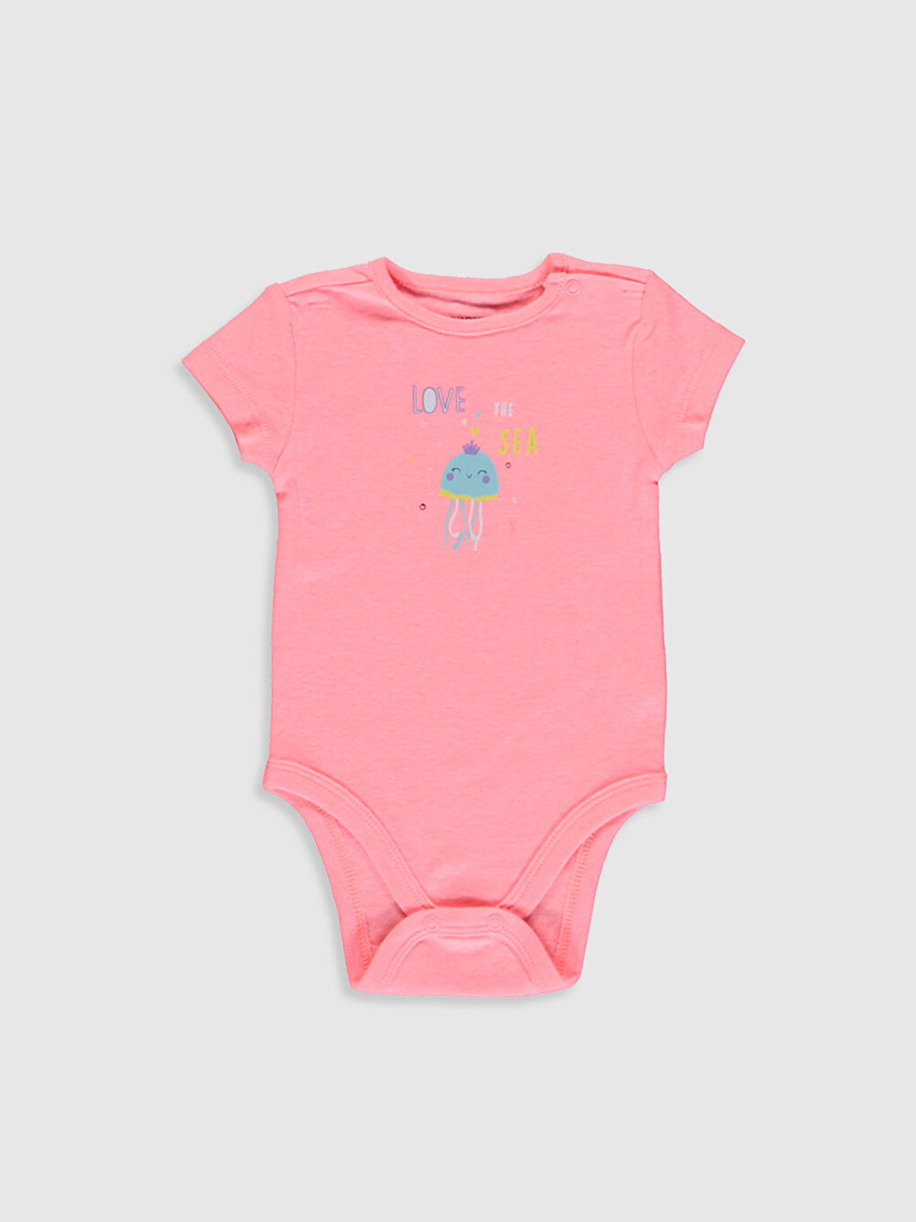 Mercan Bisiklet Yaka Kısa Kollu Kız Bebek Çıtçıtlı Bodysuit 2'li-2