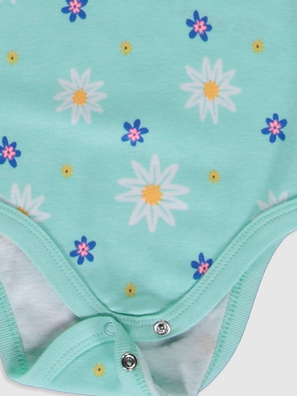 Beyaz Bisiklet Yaka Kısa Kol Baskılı Kız Bebek Çıtçıtlı Body 2'li-5