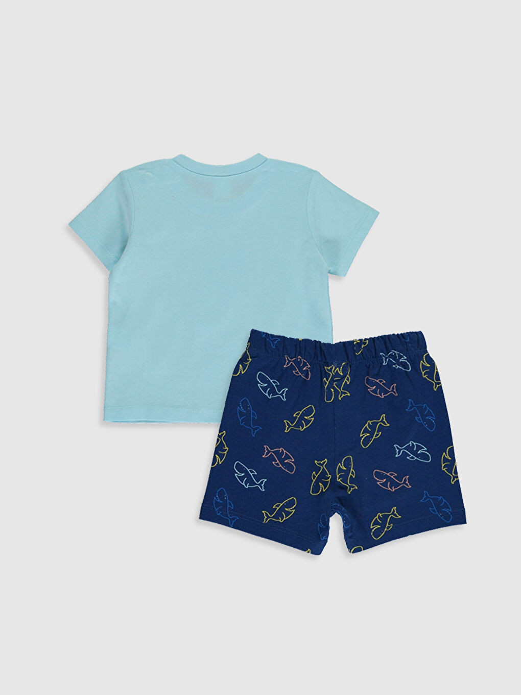 Mavi Bisiklet Yaka Kısa Kollu Baskılı Erkek Bebek Pijama Takım-1