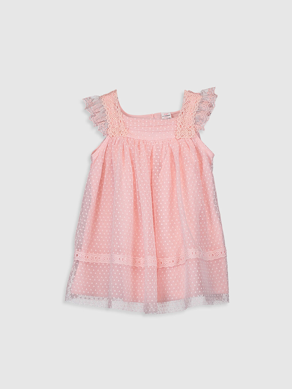 فستان بناتي رضع بحمالات ورقبة مربعة ونقشة ذاتية