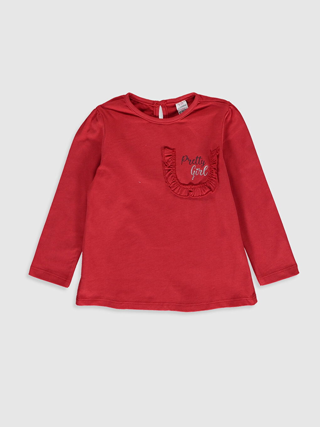 Kırmızı Bisiklet Yaka Uzun Kollu Kız Bebek Tişört-2