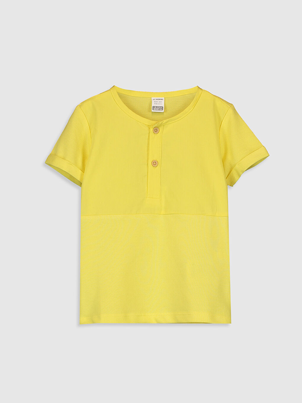 Sarı Bisiklet Yaka Kısa Kollu Erkek Bebek Tişört