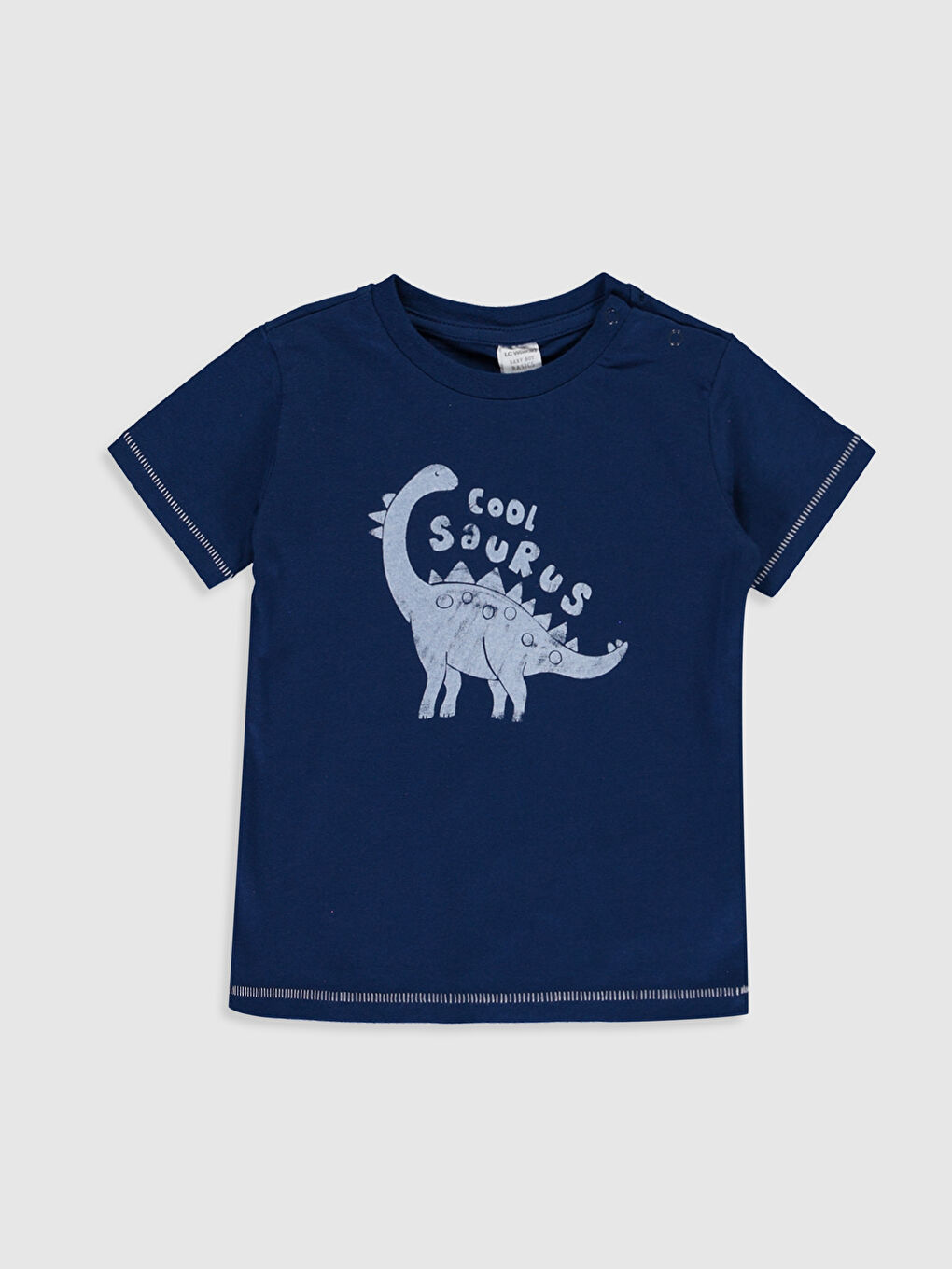 Lacivert Bisiklet Yaka Kısa Kollu Erkek Bebek Tişört