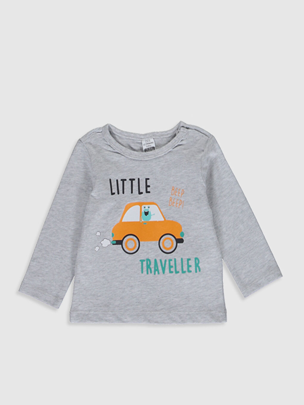 Beyaz Bisiklet Yaka Uzun Kol Baskılı Erkek Bebek Pijama Takımı-2