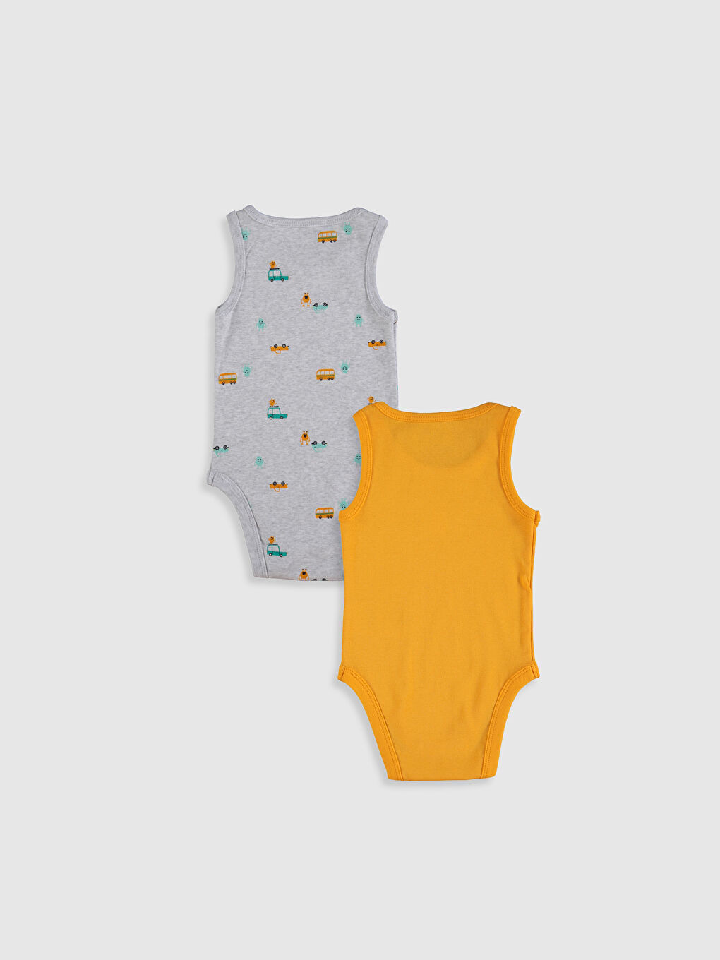 Crew Neck Sleeveless Printed Baby Boy Body With Snap Fastener 2 Pieces-1