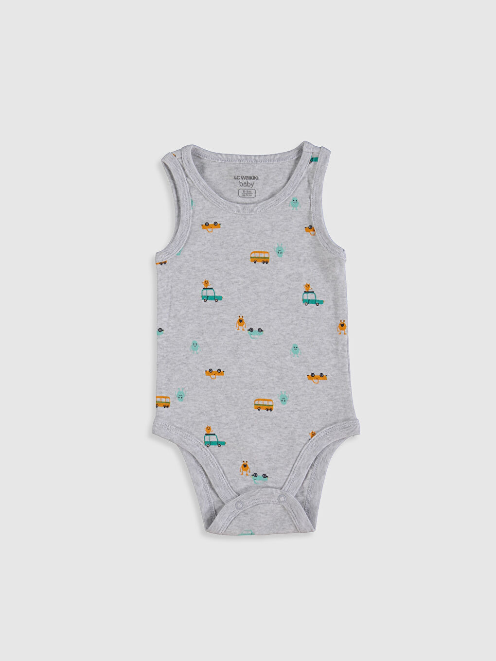 Crew Neck Sleeveless Printed Baby Boy Body With Snap Fastener 2 Pieces-3