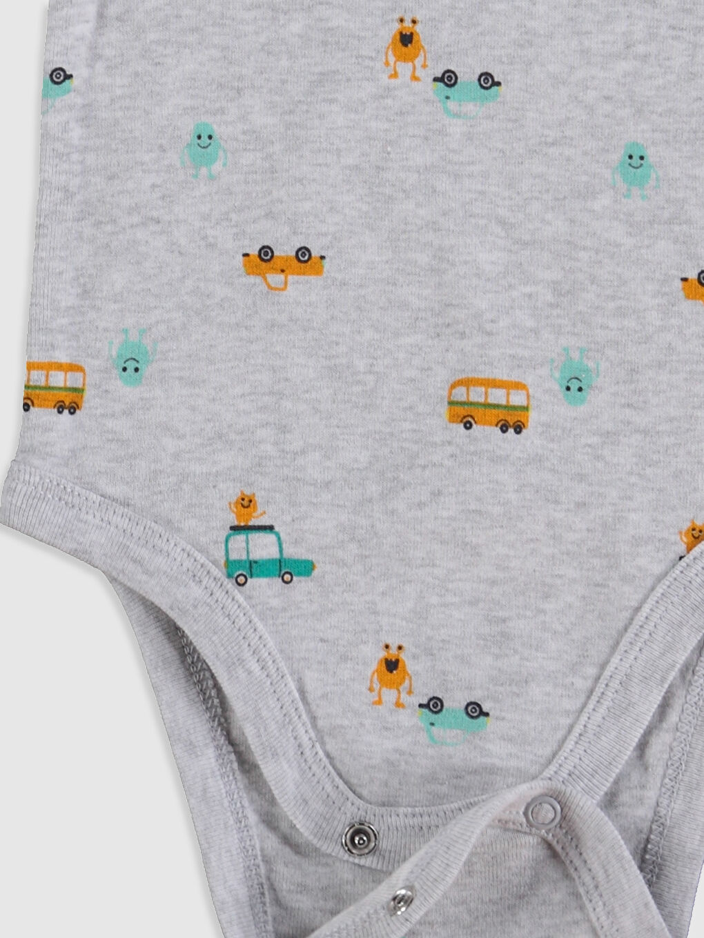 Crew Neck Sleeveless Printed Baby Boy Body With Snap Fastener 2 Pieces-5