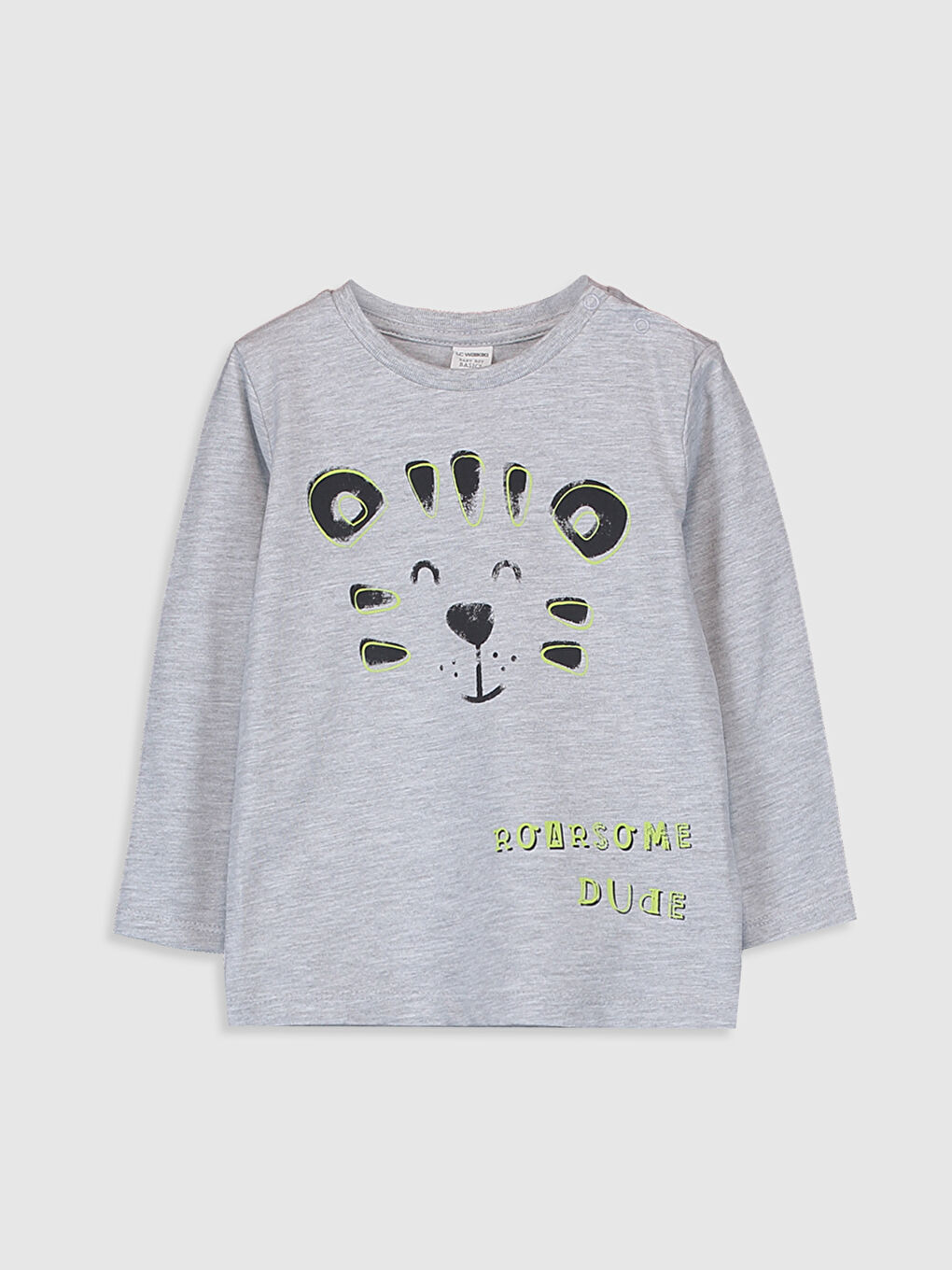 Bej Bisiklet Yaka Uzun Kollu Erkek Bebek Tişört