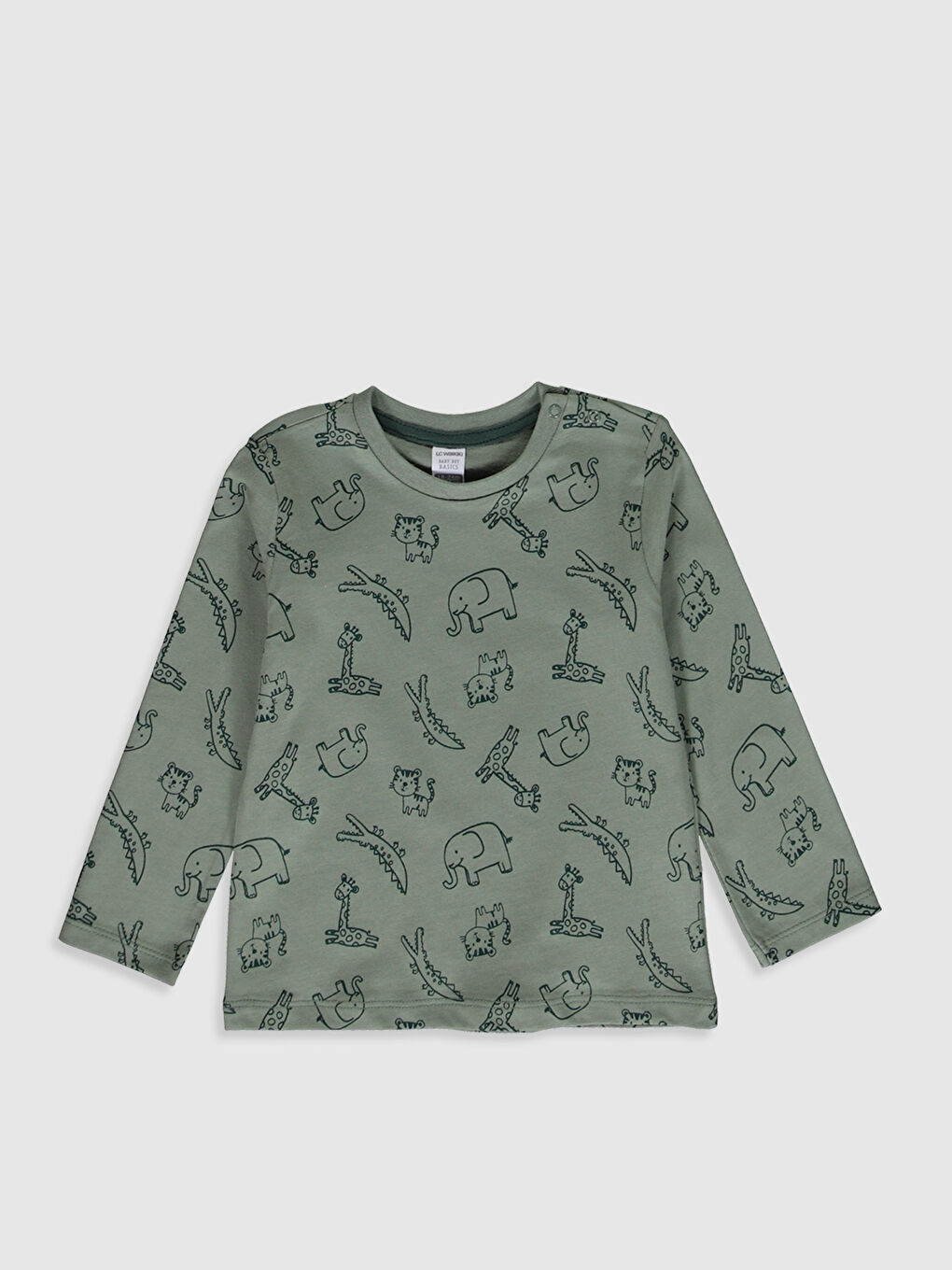 Bej Bisiklet Yaka Uzun Kollu Baskılı Erkek Bebek Tişört 2'li-3