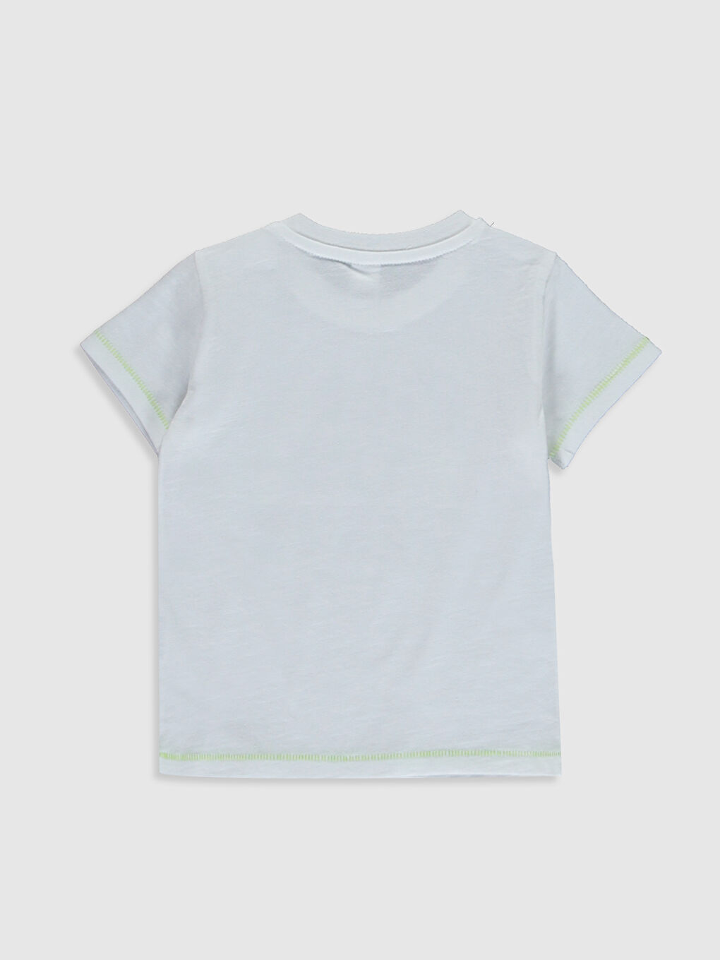 Beyaz Bisiklet Yaka Kısa Kollu Erkek Bebek Tişört-1