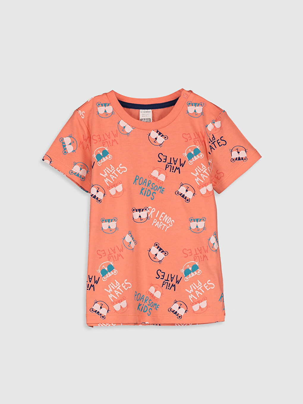 Mercan Bisiklet Yaka Kısa Kollu Erkek Bebek Tişört