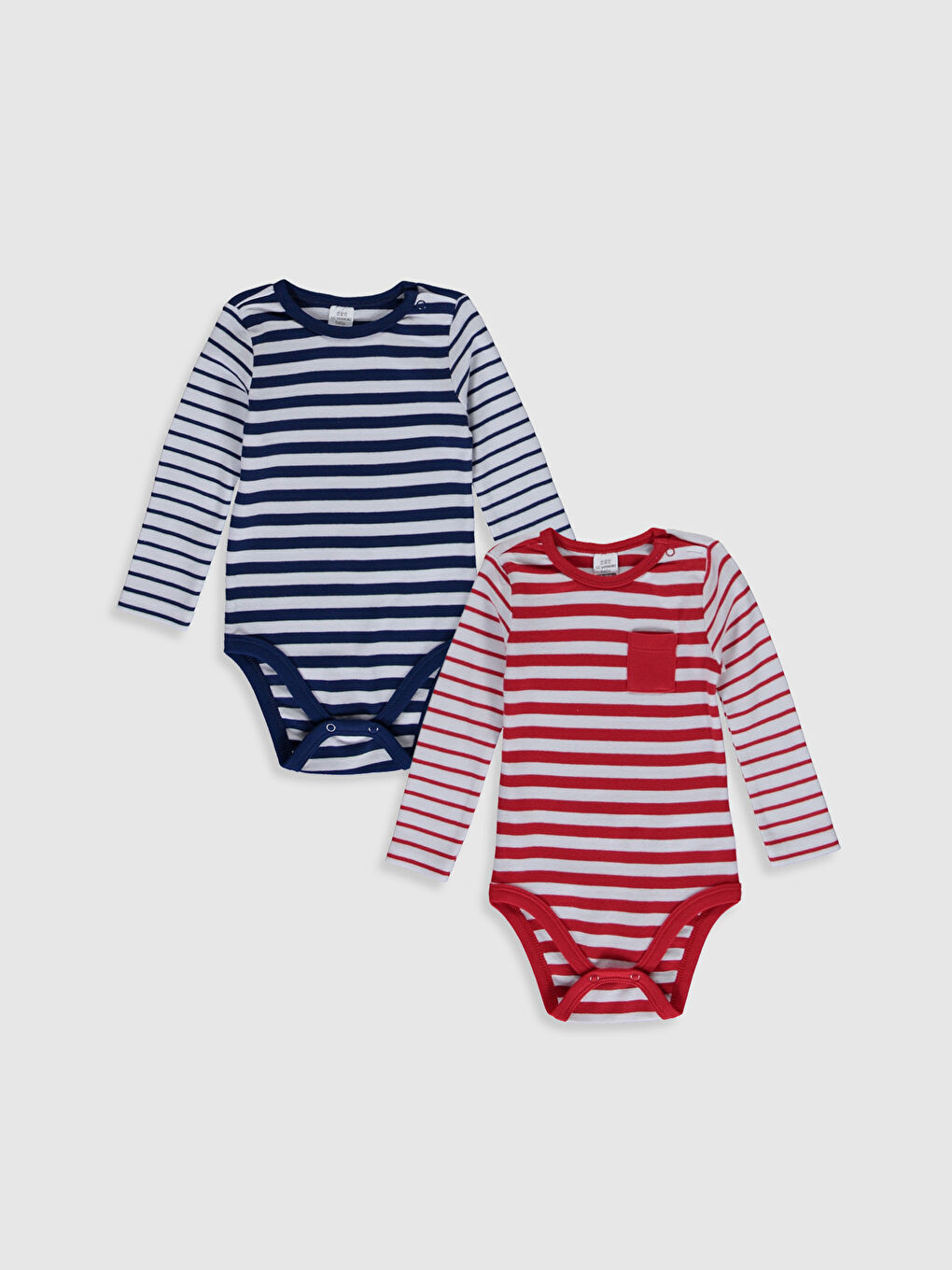 Боди с круглым вырезом и длинным рукавом с принтом для малыша мальчика с заклепками, 2 упаковки