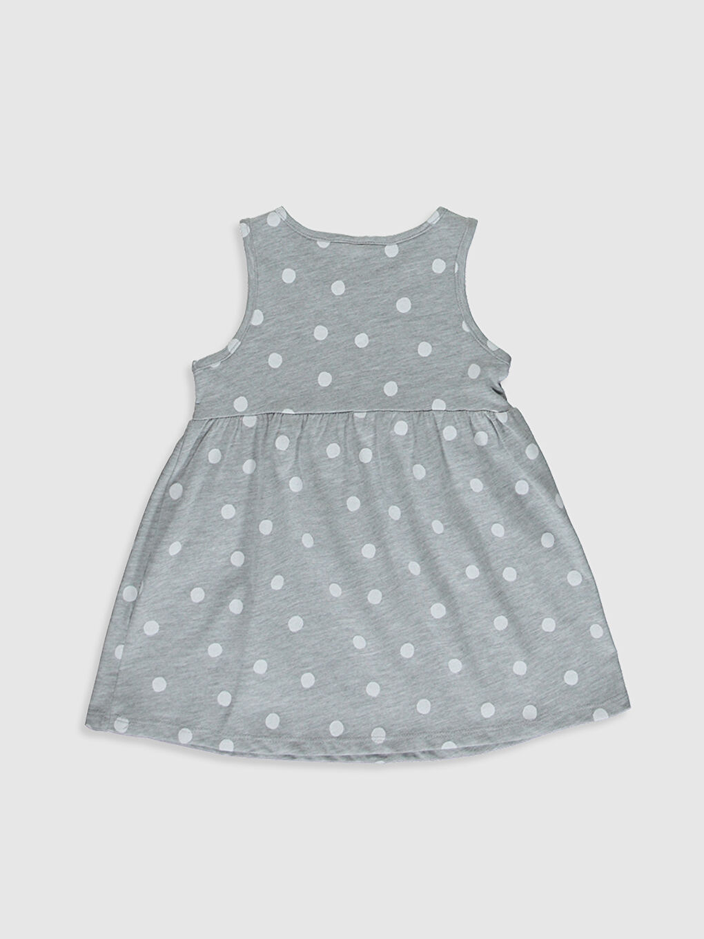 Gri Bisiklet Yaka Baskılı Kız Bebek Elbise-1