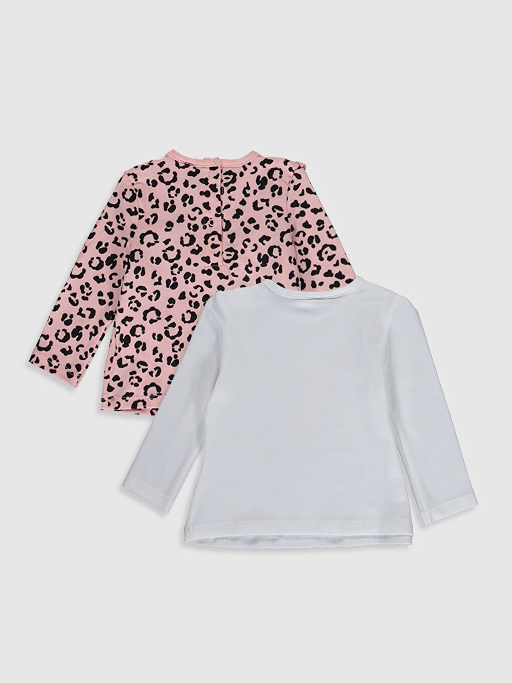 Ekru Bisiklet Yaka Uzun Kollu Kız Bebek Tişört-1