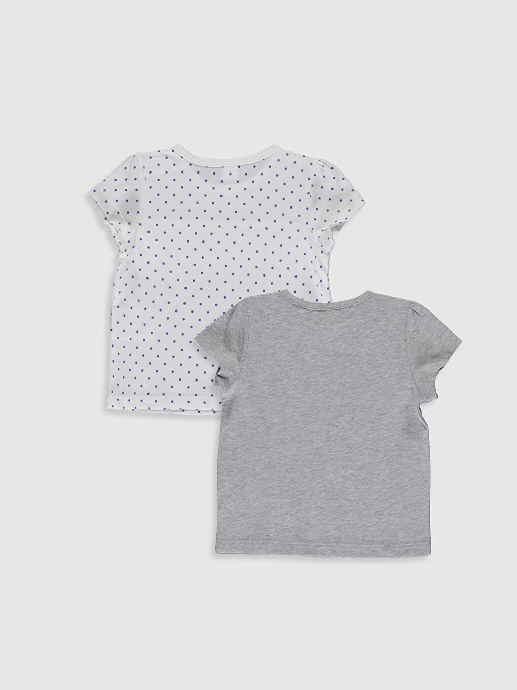 Gri Bisiklet Yaka Kız Bebek Tişört 2'li-1