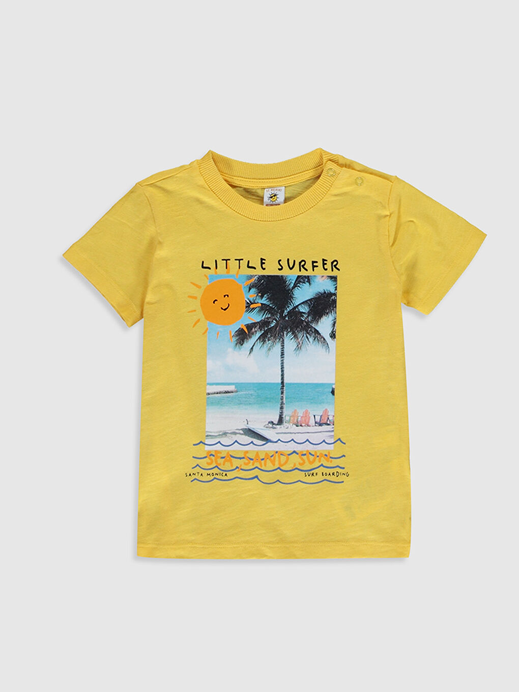 Sarı Bisiklet Yaka Kısa Kollu Erkek Bebek Tişört