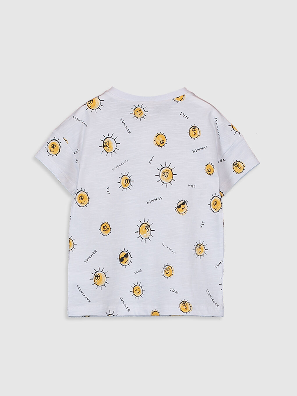 Beyaz Bisiklet Yaka Kısa Kollu Erkek Bebek Tişört-1