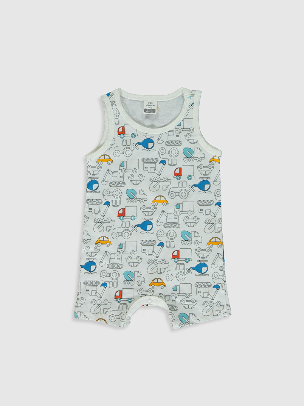 Crew Neck Sleeveless Printed Baby Boy Jumpsuit 2 Pieces-3