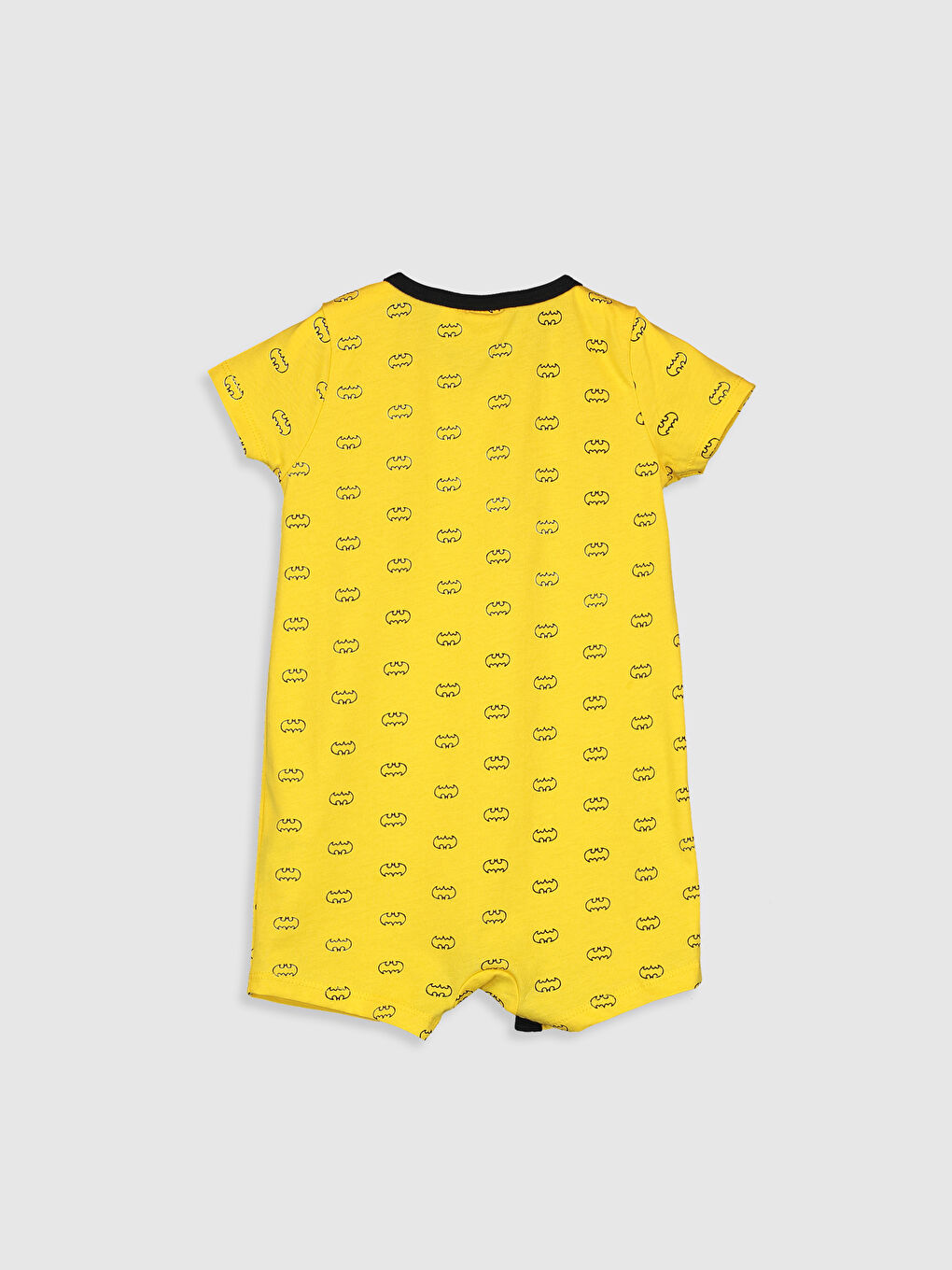 Sarı Bisiklet Yaka Kısa Kol Batman Baskılı Erkek Bebek Tulum-1