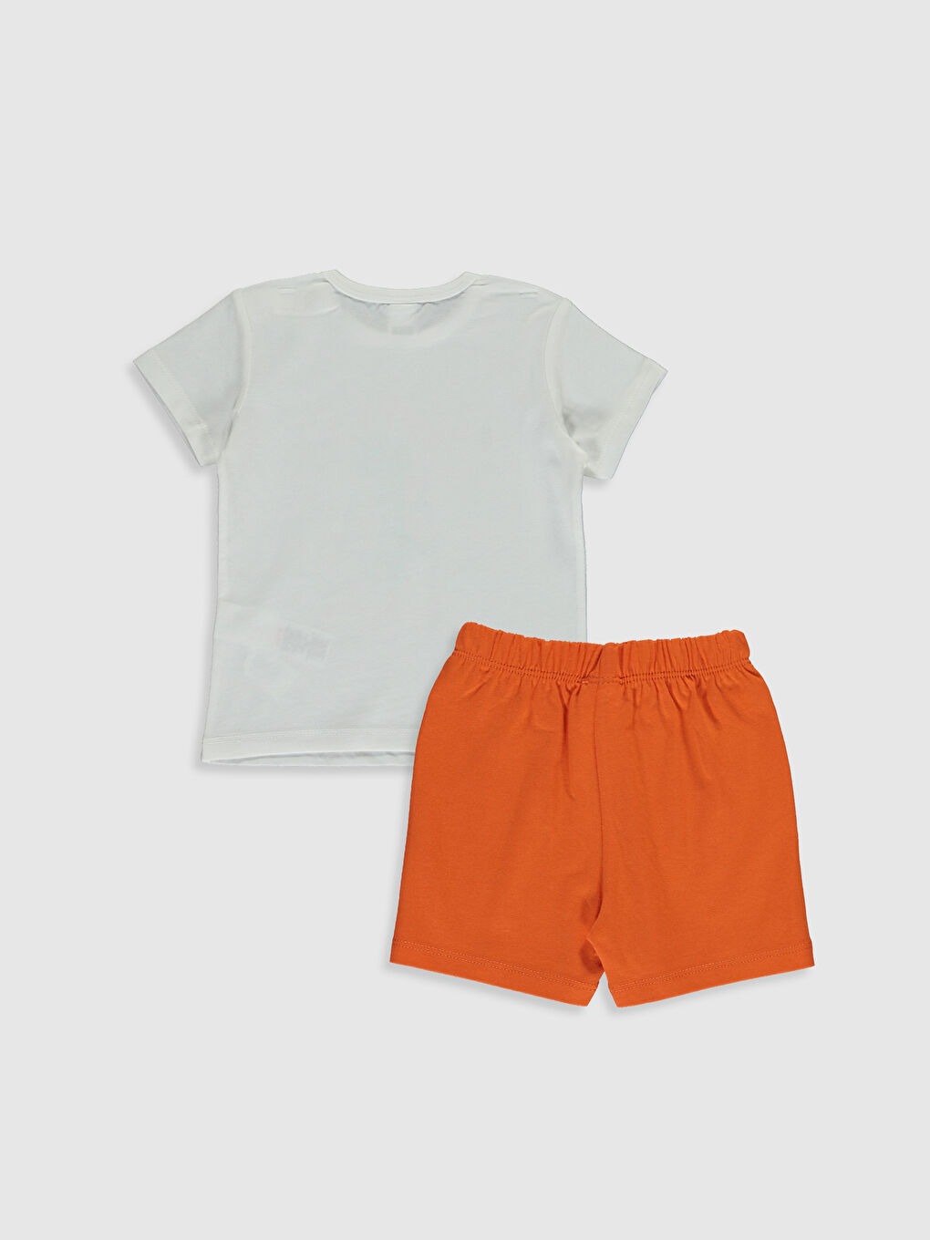 сәби ұлдарға арналған дөңгелек жағалы қысқа жең принтті пижама жинағы-1