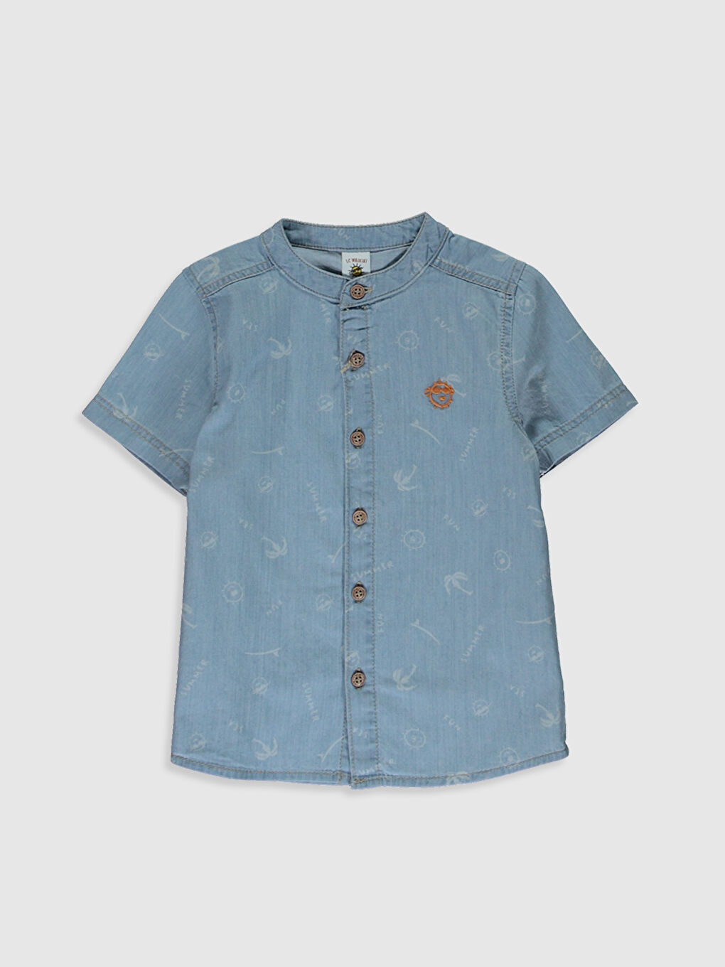 İndigo Hakim Yaka Kısa Kollu Erkek Bebek Jean Gömlek