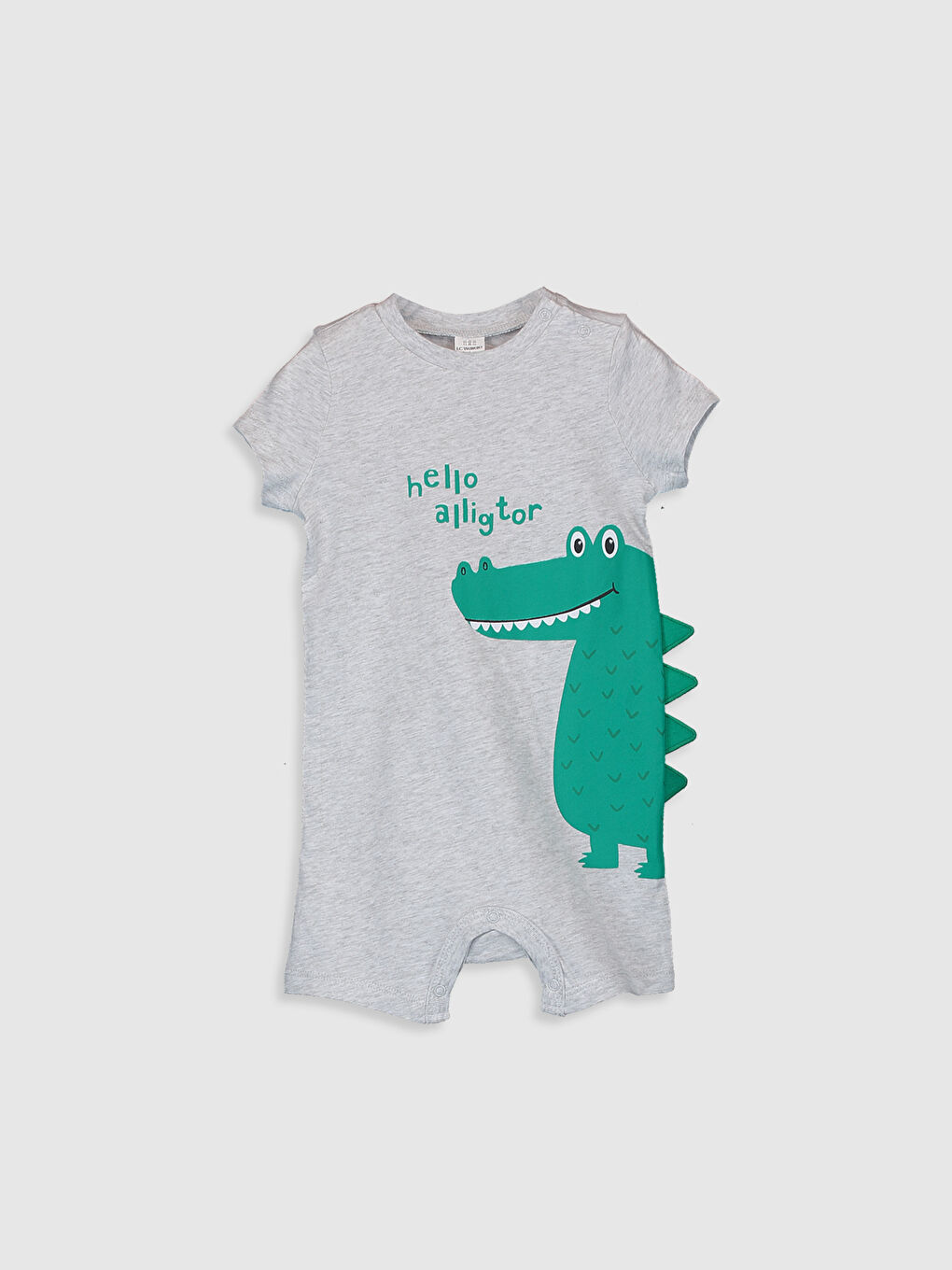 Beyaz Bisiklet Yaka Kısa Kollu Erkek Bebek Tulum