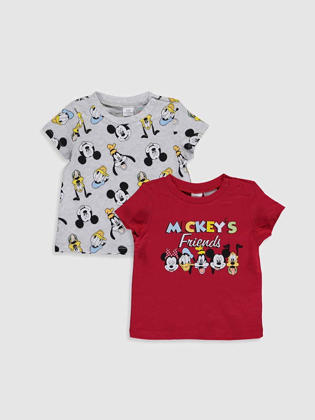 Beyaz Erkek Bebek Disney Baskılı Pamuklu Tişört 2'li