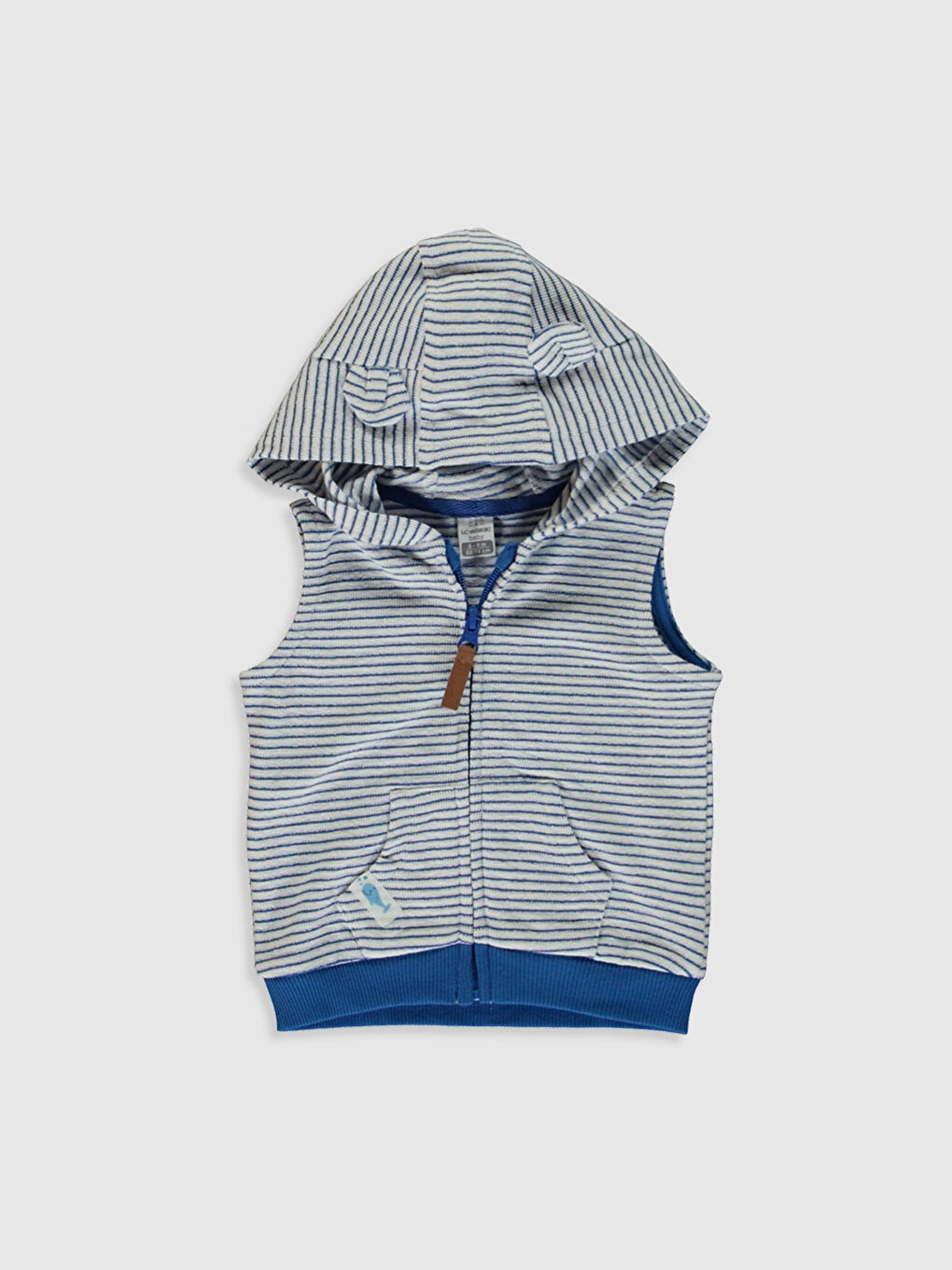 Lacivert Erkek Bebek Kapüşonlu Fermuarlı Yelek