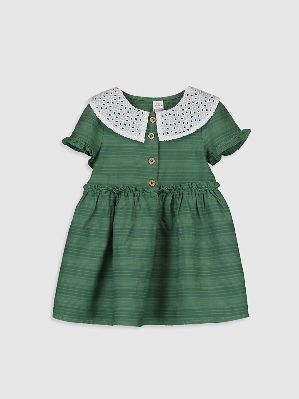 Yeşil Kısa Kollu Kız Bebek Elbise-1
