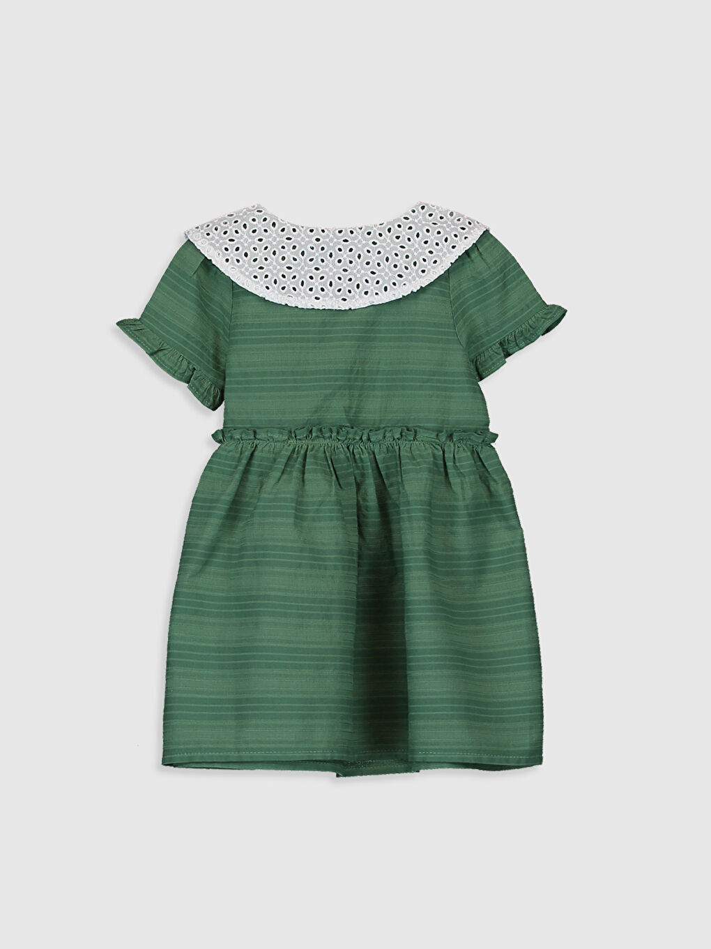 Yeşil Kısa Kollu Kız Bebek Elbise-2