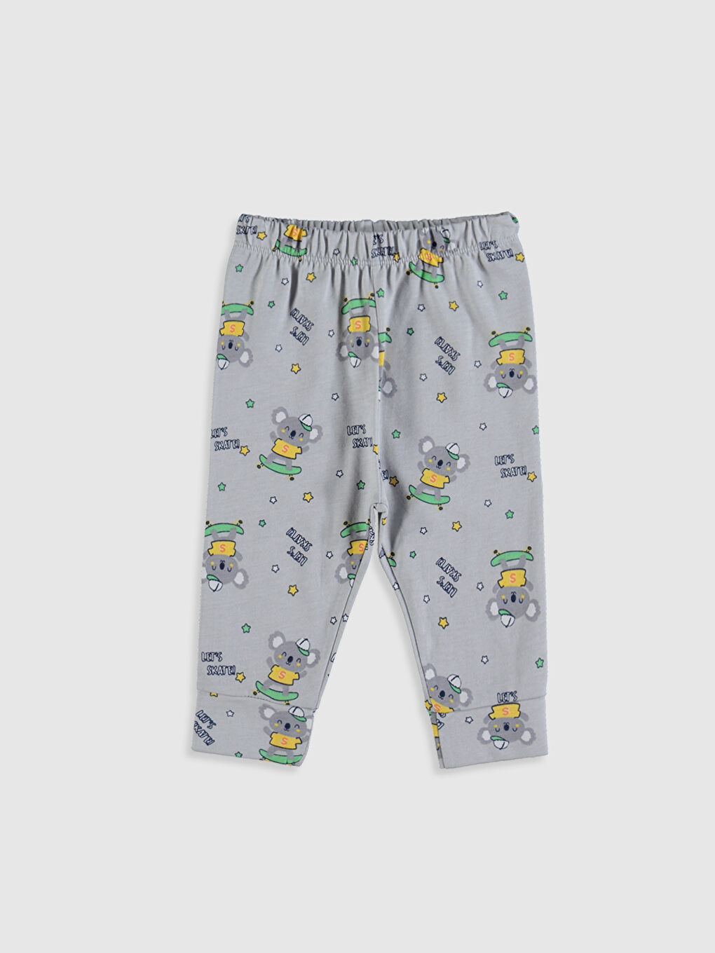 Beyaz Erkek Bebek Baskılı Pamuklu Pijama Takımı-3