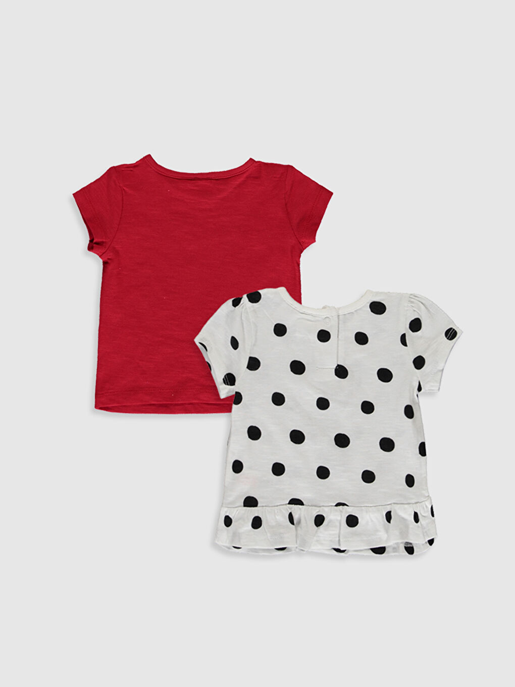 Beyaz Bisiklet Yaka Kısa Kollu Kız Bebek Tişört-1