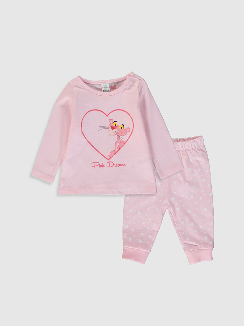 Kız Bebek Pembe Panter Baskılı Pijama Takımı