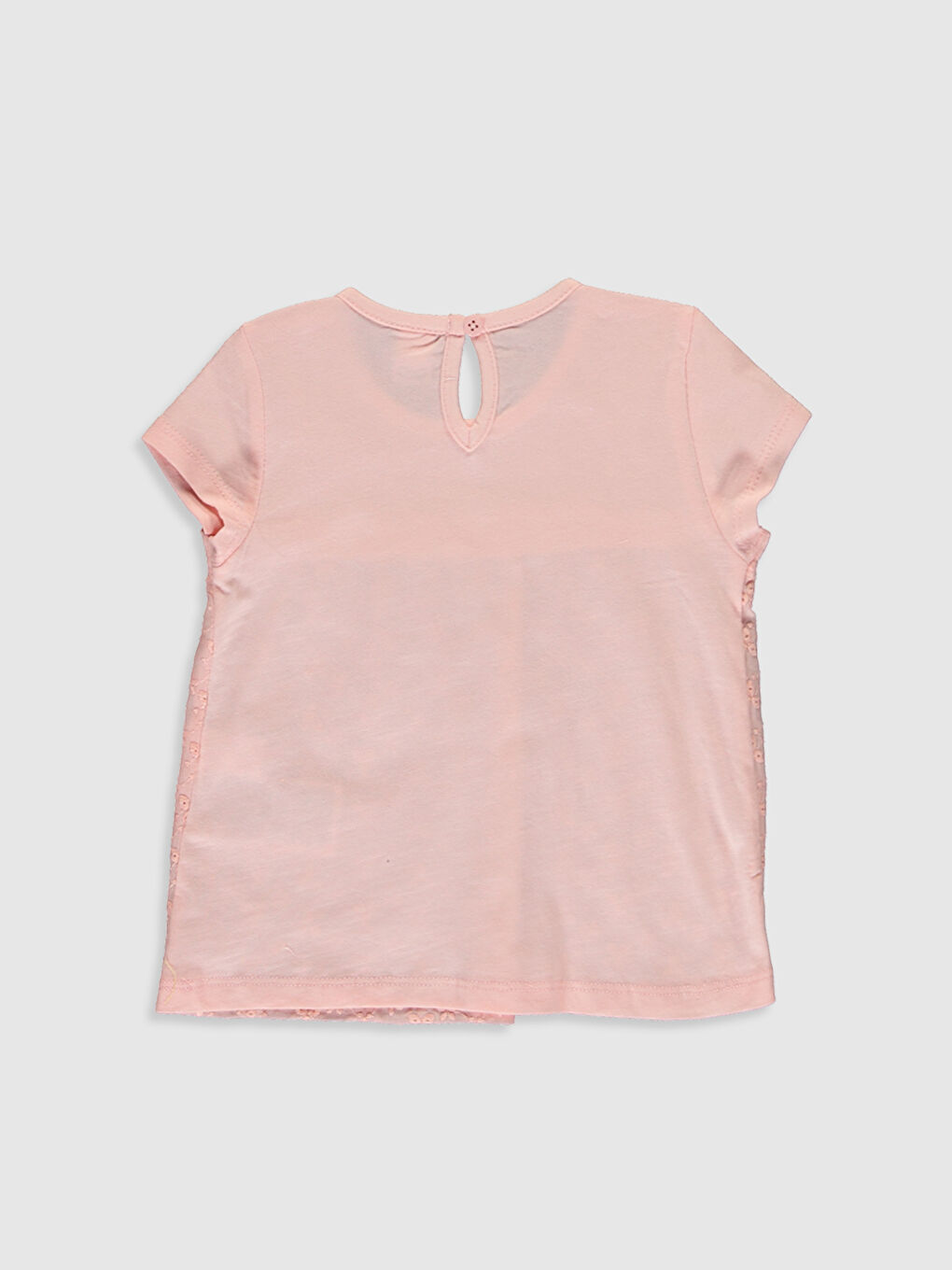 Pembe Bisiklet Yaka Kısa Kollu Kız Bebek Tişört-1