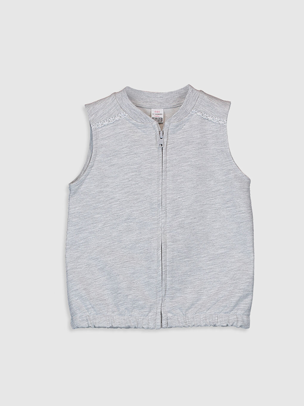 Gri Bisiklet Yaka Kız Bebek Yelek