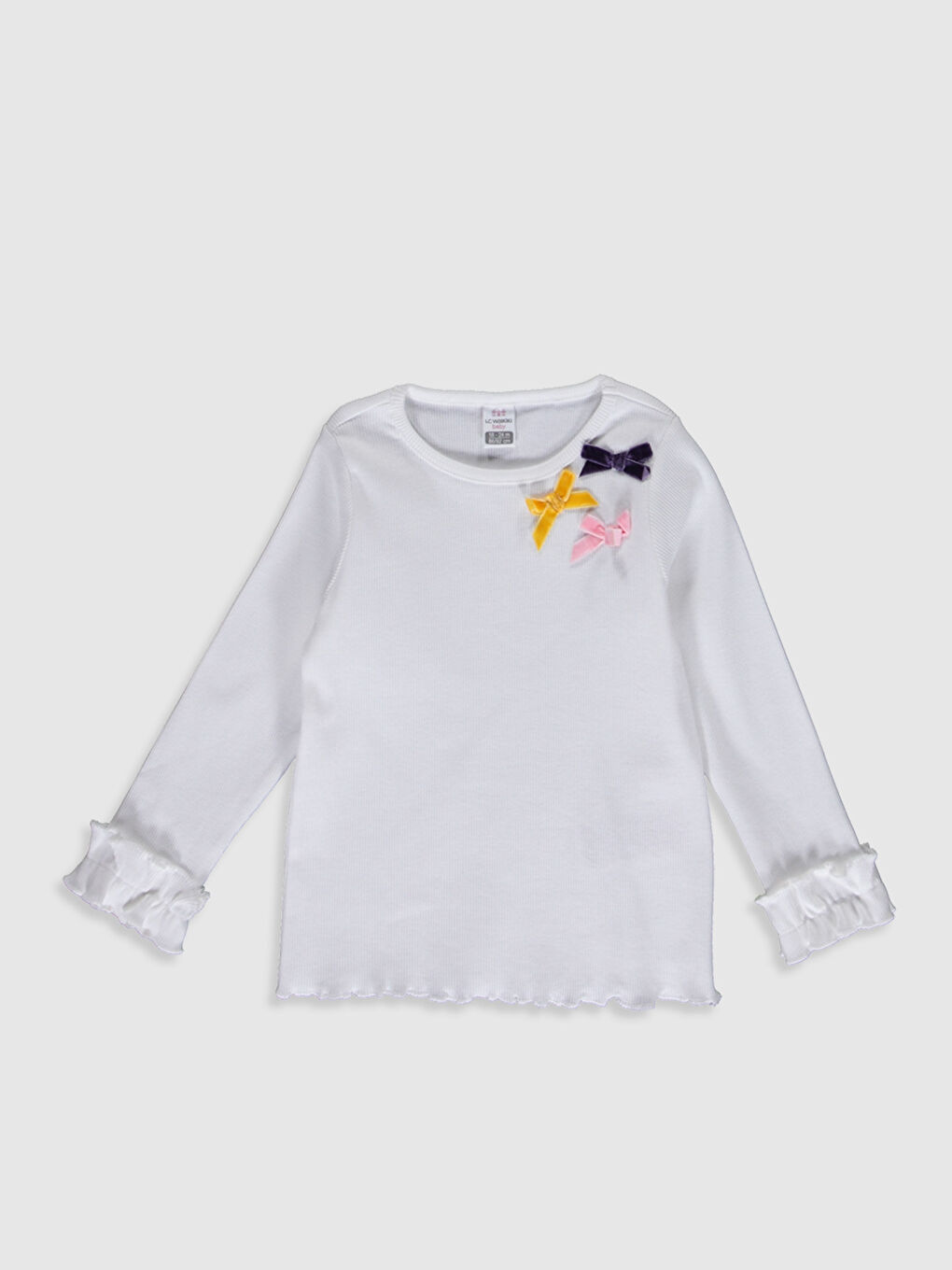 Pembe Bisiklet Yaka Uzun Kollu Kız Bebek Tişört