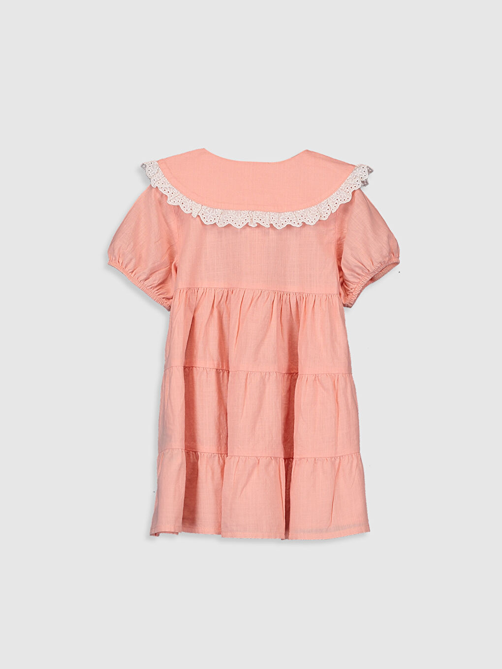 Pembe Bisiklet Yaka Kısa Kollu Kız Bebek Elbise-1