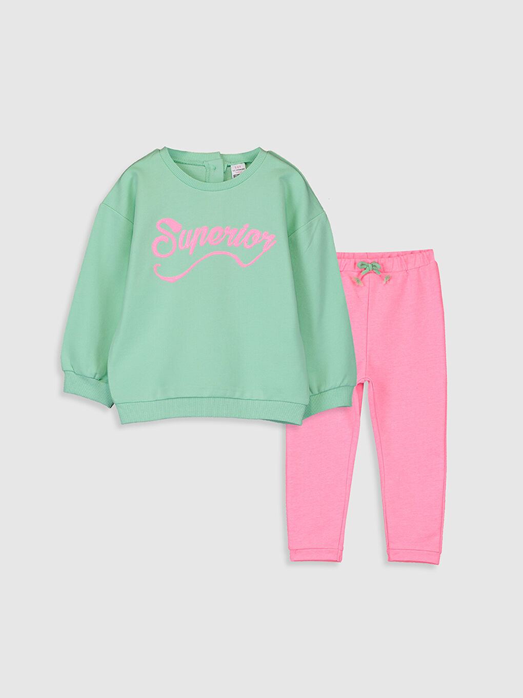 Yeşil Bisiklet Yaka Uzun Kollu Kız Bebek Takım