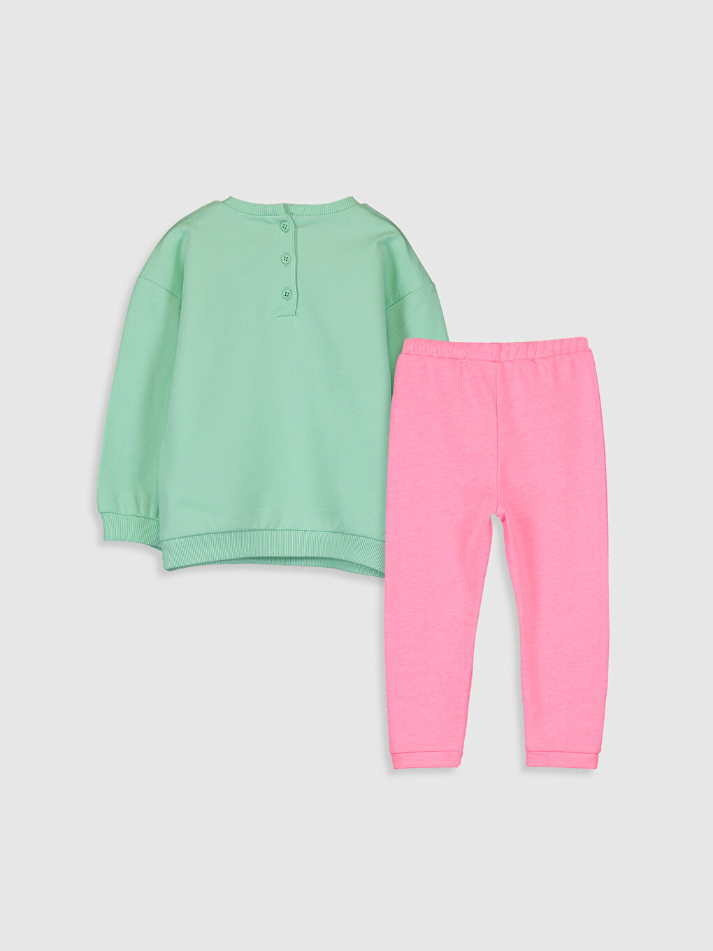 Yeşil Bisiklet Yaka Uzun Kollu Kız Bebek Takım-1