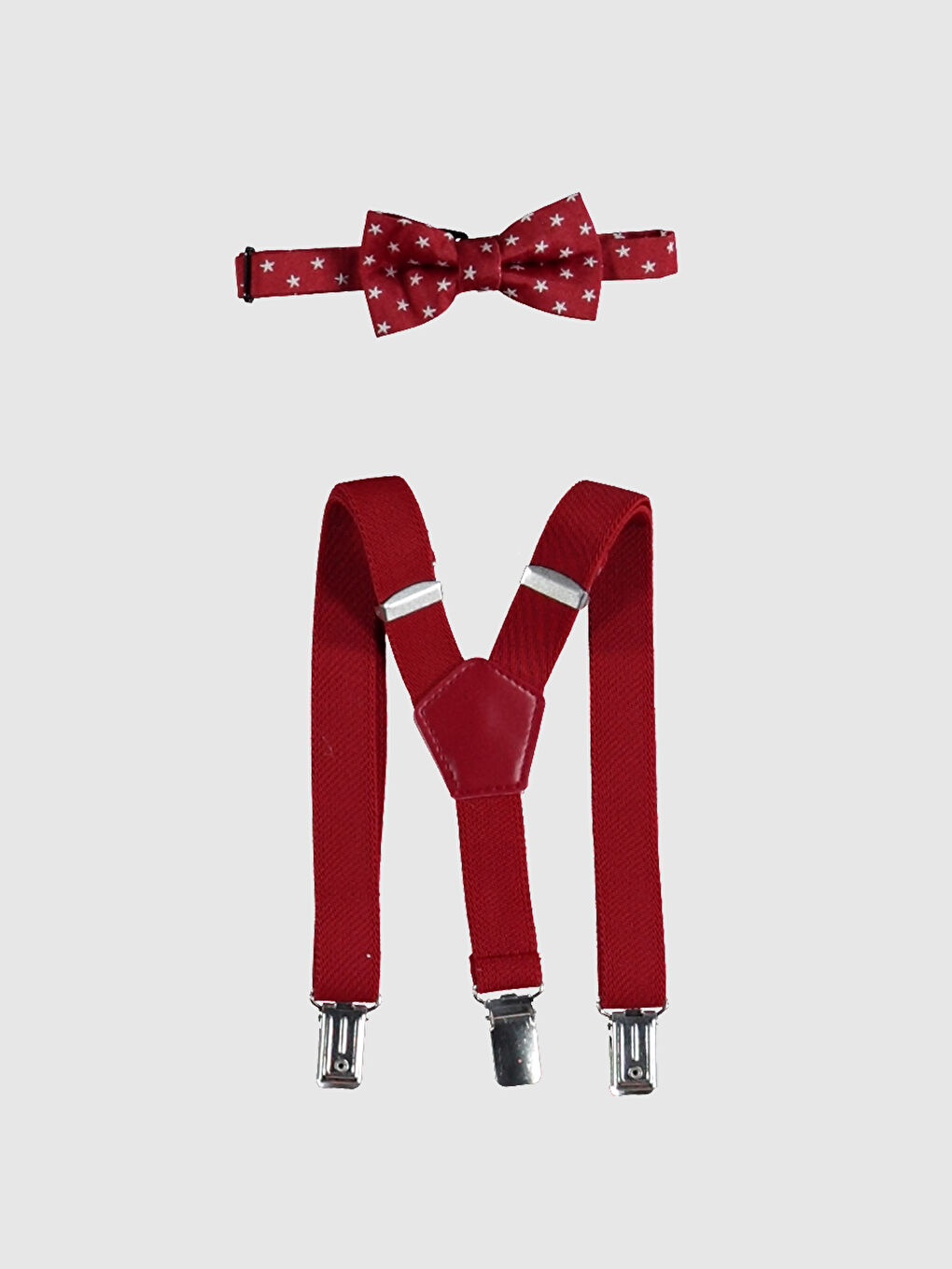 Kırmızı Erkek Bebek Pantolon Askısı ve Papyon-1