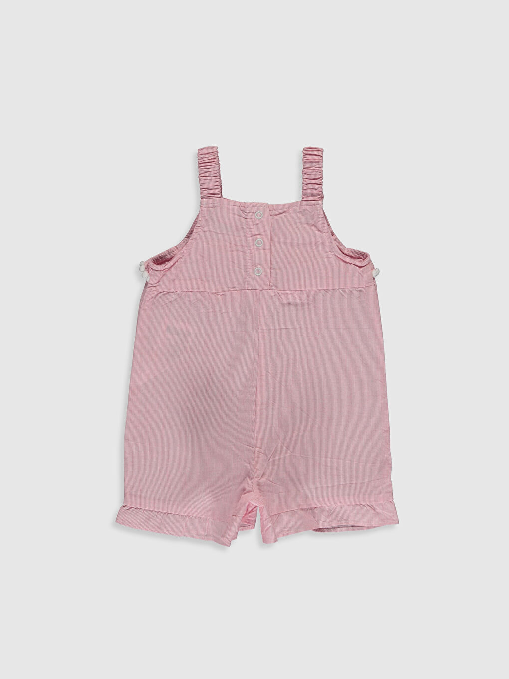 Pembe Kare Yaka Askılı Kız Bebek Tulum-1