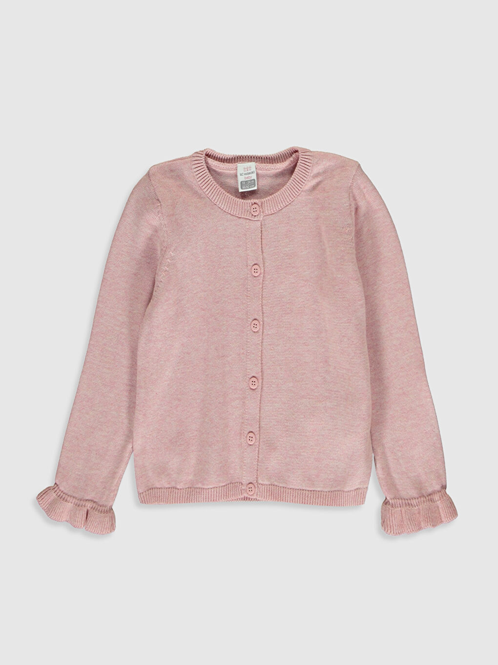 Pembe Uzun Kollu Kız Bebek Hırka