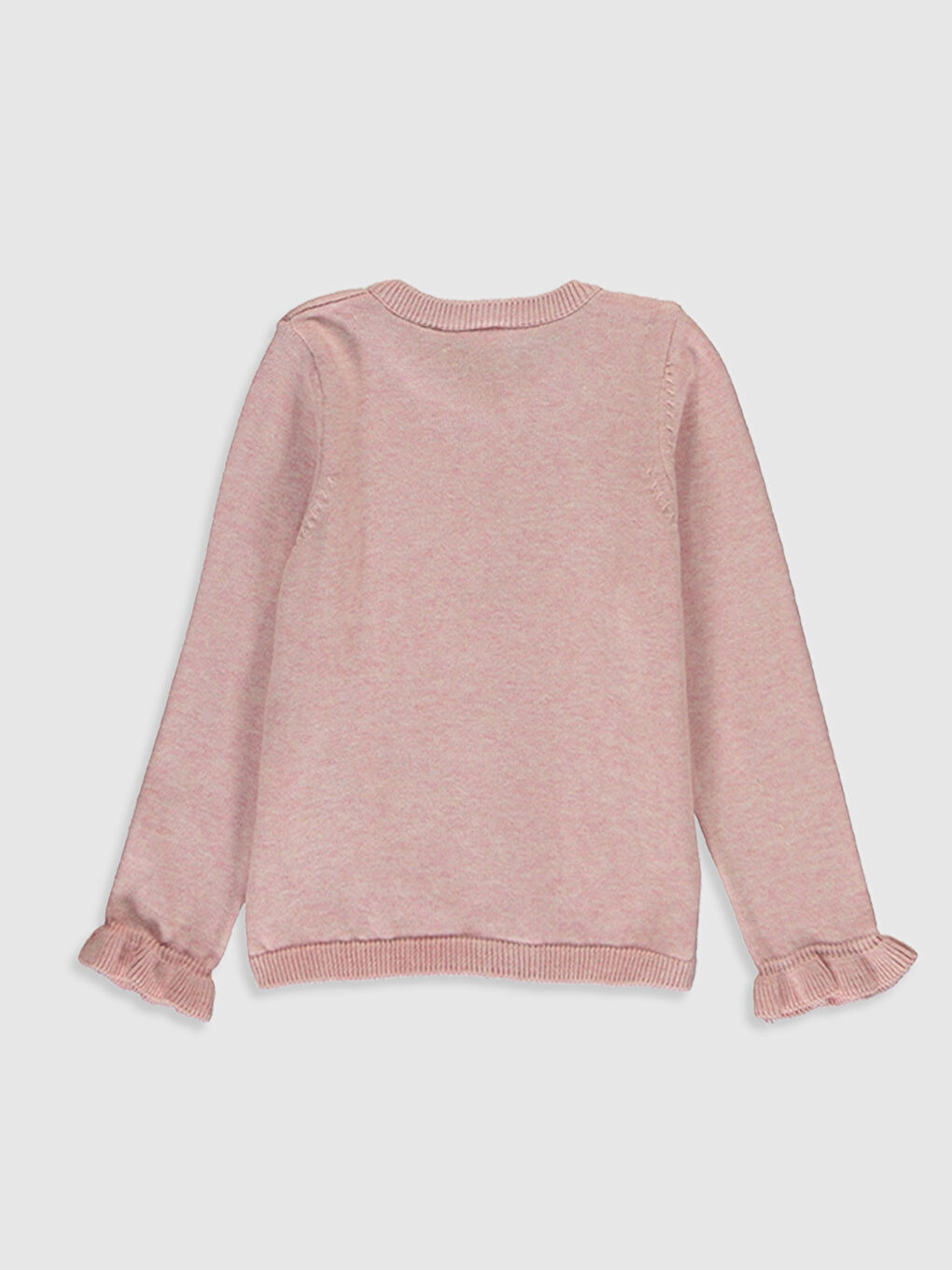 Pembe Uzun Kollu Kız Bebek Hırka-1