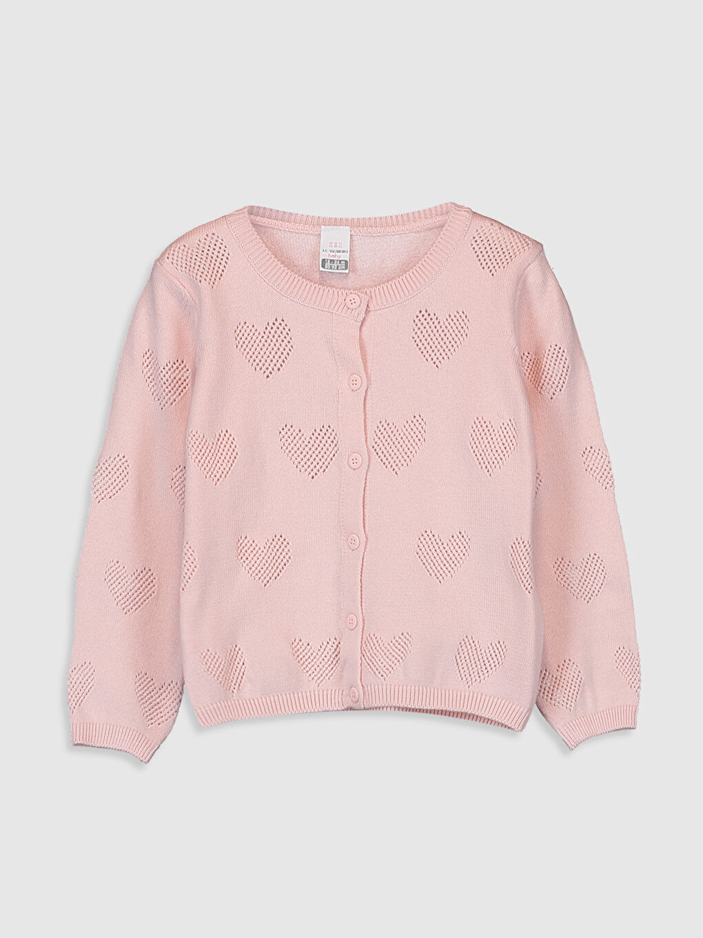 Pembe Uzun Kollu Kız Bebek Hırka