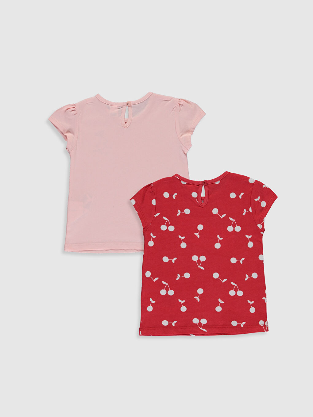 Kırmızı Bisiklet Yaka Kısa Kollu Kız Bebek Tişört-1