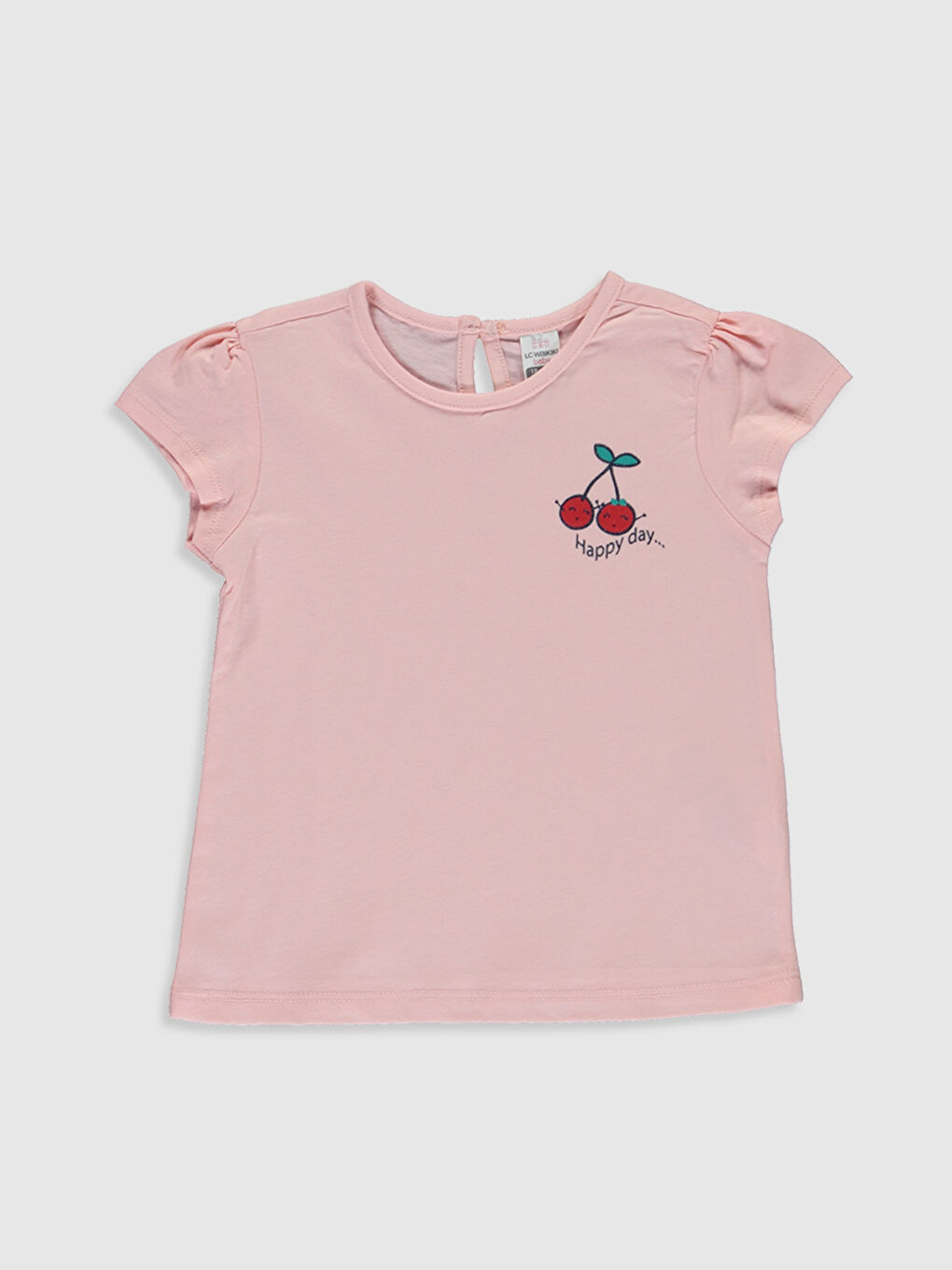 Kırmızı Bisiklet Yaka Kısa Kollu Kız Bebek Tişört-2