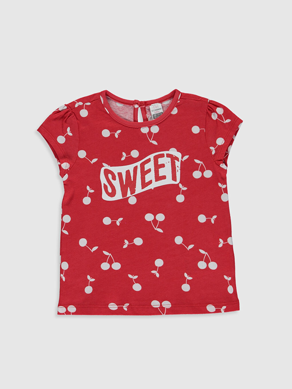 Kırmızı Bisiklet Yaka Kısa Kollu Kız Bebek Tişört-3