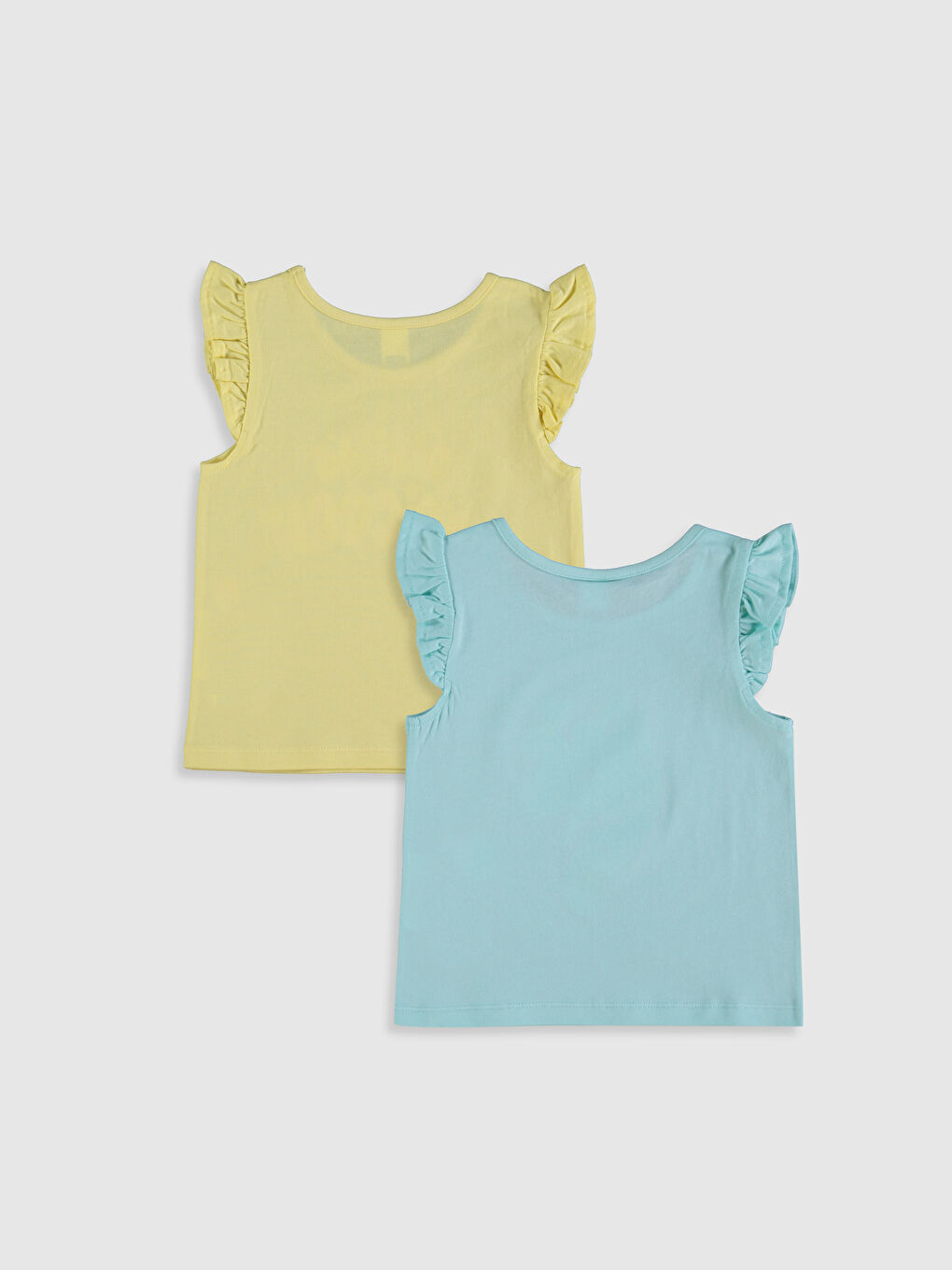 Sarı Bisiklet Yaka Kısa Kollu Kız Bebek Tişört-1